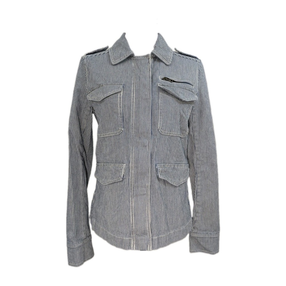 Ann Taylor Loft Striped Cotton Denim Utility Jacket Women's Size XS